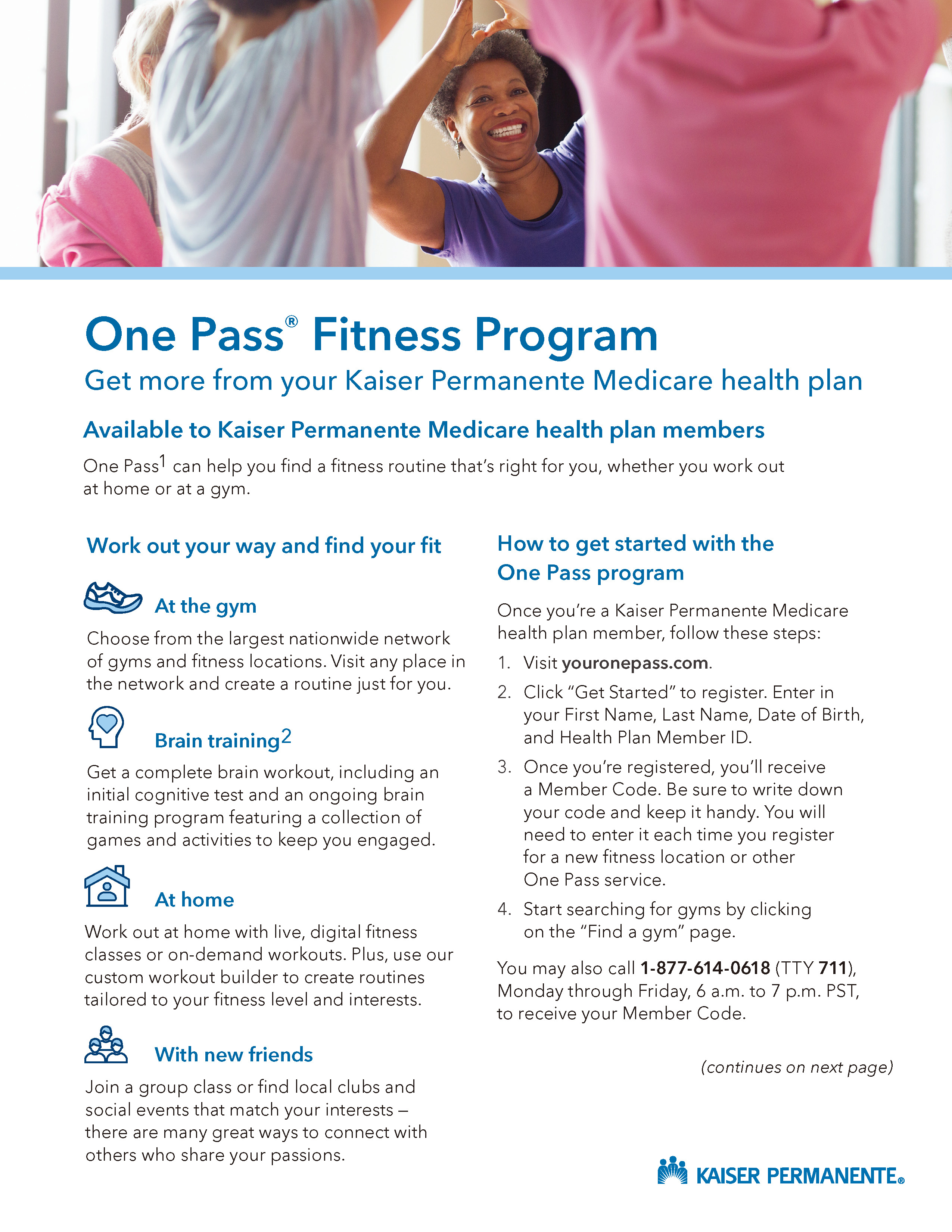 One Pass® Fitness Program Flyer